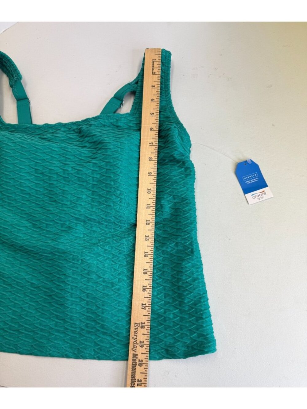 Lands End Tankini Top Square Neck Shade & Shore Solid Teal Green Textured 1X 16W - Picture 4 of 10